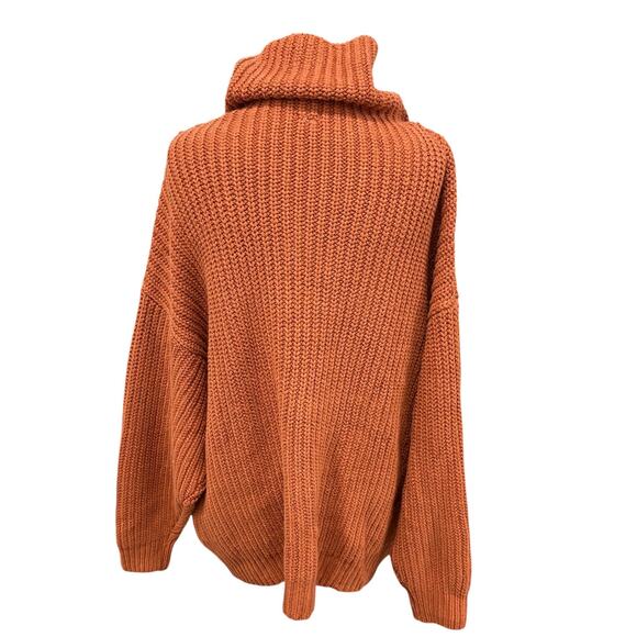FREE PEOPLE Women's Turtleneck Oversized‎ Cable Knit Sweater Orange XS Eleven - Picture 2 of 13